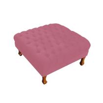 Puff Banco Retrô Luis Xv Capitonê 40 x 90 x 90cm Sala de Estar Suede Rosa Barbie - DL DECOR