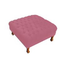 Puff Banco Retrô Luis Xv Capitonê 40 x 90 x 90cm Sala de Estar Suede Rosa Barbie - LM DECOR