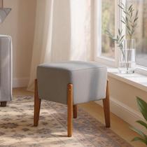 Puff Banqueta Ana Luxo Barato Sala Escritório/Quarto - Cinza