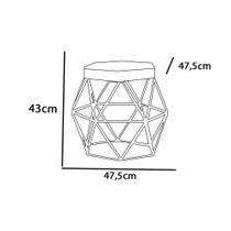 Puff Banqueta Aramado Mila Base Preta Hexágono material sintético Marrom - KDAcanto Móveis