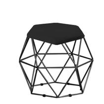 Puff Banqueta Aramado Mila Base Preta Hexágono material sintético Preto - DAMAFFÊ MÓVEIS