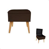 Puff Banqueta Baú Organizador Estofado Retangular Pés Palito Luxo Decorativo Porta Objetos