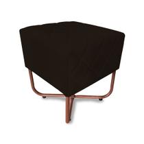 Puff Banqueta Bela Suede Marrom Base Metal Cobre - Vallisa Decor