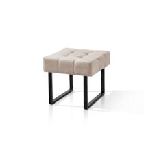 Puff banqueta c/pes de ferro p/quarto/sala/cozinha/penteadeira cor bege