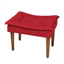Puff banqueta c/pillow pés palito retro retangular penteadeira cor vermelha