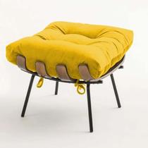 Puff Banqueta Costela Decorativa Sala de Estar Quarto Suede Amarelo