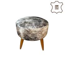 Puff Banqueta De Couro Legítimo 40x40cm