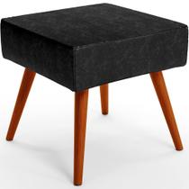 Puff Banqueta Decorativa Com Pés Palito Lívia W01 Material Sintético Preto Brilho - Lyam Decor Puff Banqueta Decorativa Com Pés Palito Lívia W01 Material Sintético Preto Brilho - Lyam Decor