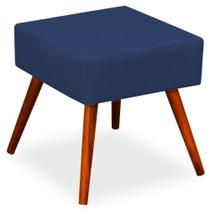 Puff Banqueta Decorativa com Pés Palito Lívia W01 Suede Azul Marinho - Lyam Decor