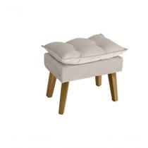 Puff Banqueta Decorativa Glamour Com Pés Quadrado Bege