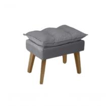 Puff Banqueta Decorativa Glamour Com Pés Quadrado Cinza Puff Banqueta Decorativa Glamour Com Pés Quadrado Cinza