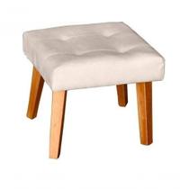 Puff Banqueta Decorativa Glamour Dubai Com Pés Quadrado Bege