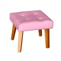 Puff Banqueta Decorativa Glamour Dubai Com Pés Quadrado Rosê