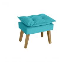 Puff Banqueta Decorativa Glamour Opala Com Pés Quadrado Azul Turquesa Puff Banqueta Decorativa Glamour Opala Com Pés Quadrado Azul Turquesa