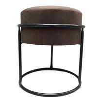 Puff banqueta decorativa luxo de aço e suede Marrom