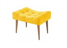 Puff Banqueta Decorativa Para Sala E Quarto Requinte Suede Amarelo -LM DECOR