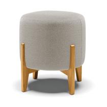 Puff Banqueta Decorativo Base Madeira Stella Bouclê Cinza D03 - D'Rossi