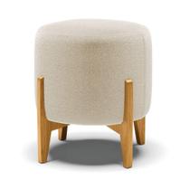 Puff Banqueta Decorativo Base Madeira Stella Bouclê P01 - D'rossi Cor Bege
