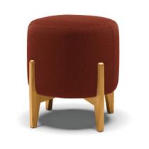 Puff Banqueta Decorativo Base Madeira Stella Bouclê Terra D03 - D'Rossi