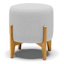 Puff Banqueta Decorativo Base Madeira Stella Linho D03 - D'Rossi