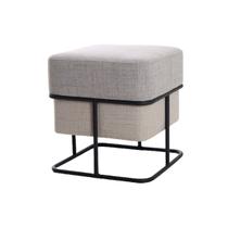 Puff Banqueta Decorativo Dubai Quadrado 42x42cm tecido Linho Base Aço Preto Epóxi Puff Banqueta Decorativo Dubai Quadrado 42x42cm tecido Linho Base Aço Preto Epóxi