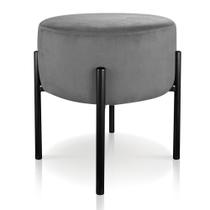 Puff Banqueta Decorativo Industrial Preto Iron Suede