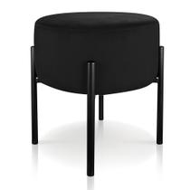 Puff Banqueta Decorativo Industrial Preto Iron Suede Preto