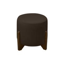 Puff Banqueta Decorativo Luiz Pés de Madeira Linho Marrom Do Lar Móveis e Decoração Puff Banqueta Decorativo Luiz Pés de Madeira Linho Marrom Do Lar Móveis e Decoração