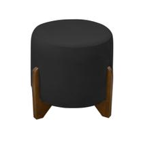 Puff Banqueta Decorativo Luiz Pés de Madeira Linho Preto Do Lar Móveis e Decoração Puff Banqueta Decorativo Luiz Pés de Madeira Linho Preto Do Lar Móveis e Decoração
