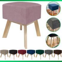 Puff Banqueta Decorativo Para Sala Quadrado Multiuso Pés De Madeira
