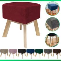 Puff Banqueta Decorativo Para Sala Quadrado Multiuso Pés De Madeira Puff Banqueta Decorativo Para Sala Quadrado Multiuso Pés De Madeira