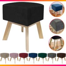 Puff Banqueta Decorativo Para Sala Quadrado Multiuso Pés de Madeira Puff Banqueta Decorativo Para Sala Quadrado Multiuso Pés de Madeira