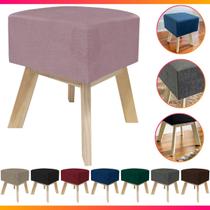 Puff Banqueta Decorativo Para Sala Quadrado Multiuso Pés de Madeira Puff Banqueta Decorativo Para Sala Quadrado Multiuso Pés de Madeira