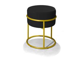Puff Banqueta Decorativo Redondo Base De Ferro Dourado Para Sala Quarto Recepção - Envio em 24Horas