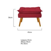 Puff Banqueta Decorativo Zatti Pés Palito Sala de Estar Quarto Recepção material sintético Vermelho - KDAcanto Móveis