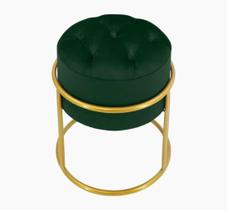 Puff Banqueta Estofado Decorativo Base De Ferro Capitonê Suede Verde Eli Móveis e Decoração