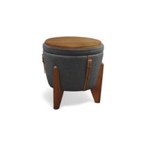 Puff Banqueta Fênix Baú Mesa Design Moderno Cinza