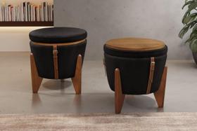 Puff Banqueta Fênix Baú Mesa Design Moderno Preto