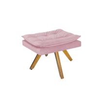 Puff Banqueta Fenzzi Base Giratória de Madeira Suede Rosa Bebê - DAMAFFÊ MÓVEIS