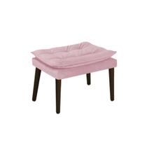 Puff Banqueta Fenzzi Palito Tabaco Suede Rosa Bebê - KDAcanto Móveis