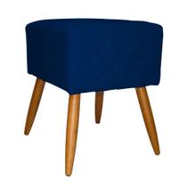 Puff Banqueta Isabela em Tressê Pés Palito Suede Azul Marinho - DS Estofados