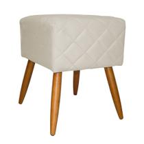 Puff Banqueta Isabela em Tressê Pés Palito Suede Bege - DS Estofados