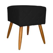Puff Banqueta Isabela em Tressê Pés Palito Suede Preto - DS Estofados
