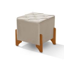 Puff Banqueta Kansas Toque Aveludado Desenho Costura Soft