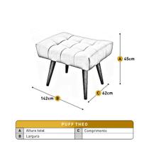 Puff Banqueta Linho Theo Madeira Maciça Castellar Móbile Puff Banqueta Linho Theo Madeira Maciça Castellar Móbile