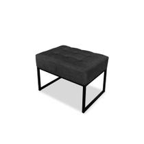 Puff Banqueta Minimalista Capitone Estofado Pés Base de Aço - Preto