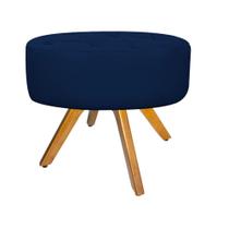 Puff Banqueta Nanda Base Giratória de Madeira Suede Azul Marinho - KDAcanto Móveis