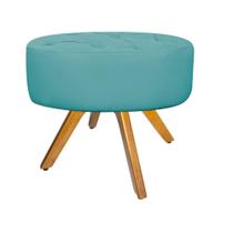 Puff Banqueta Nanda Base Giratória de Madeira Suede Azul Turquesa - KDAcanto Móveis