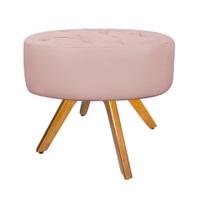 Puff Banqueta Nanda Base Giratória de Madeira Suede Rosê - KDAcanto Móveis