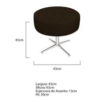 Puff Banqueta Nanda Base Giratória de Metal Corano Marrom - KDAcanto Móveis